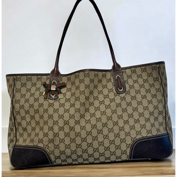 Gucci Princy (Sherry Line)  Tote GG Canvas Double Handle Shoulder Handbag 161719 - Picture 1 of 16